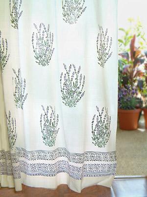 Lavender Dreams ~ French Cottage Floral White Curtain