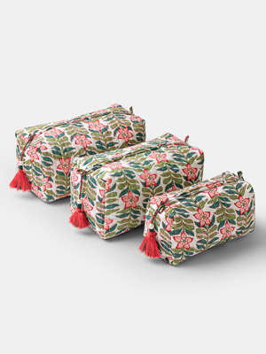 Madagascar Periwinkle - Vanilla ~ Quilted Makeup Bag Set