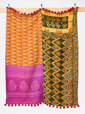 Ember Grove Throw Kantha Quilt