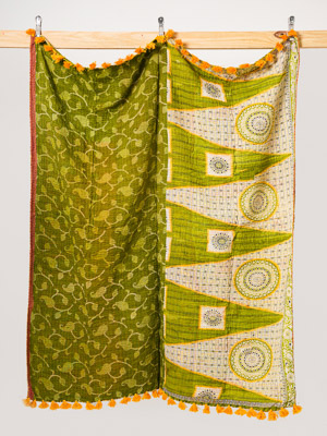 Marigold Garden Reverie Kantha Throw Quilt