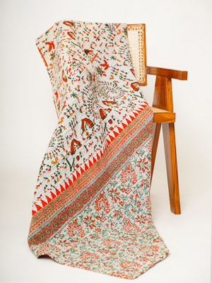 Maya Jangid ~ Vintage Kantha Quilt Sari Throw