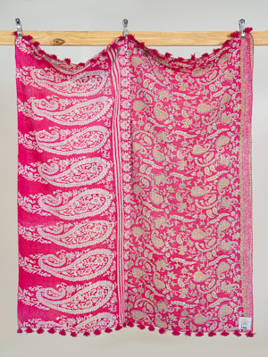 Ruby Paisley Bazaar Kantha Throw