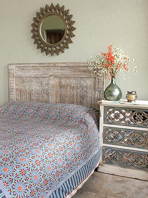 Mosaique Bleue ~  Moroccan Tile Print Blue Bedspread