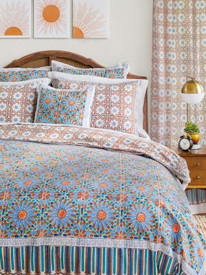 Mosaique Bleue - Earth ~  Moroccan Tile Print Duvet Cover