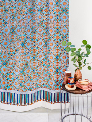 Mosaique Bleue - Earth ~ Moroccan Tile Blue Shower Curtain