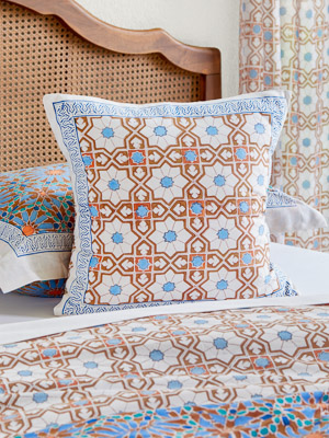 Mosaique Bleue - Earth (CP) ~ Moroccan Tile Print Cushion Cover