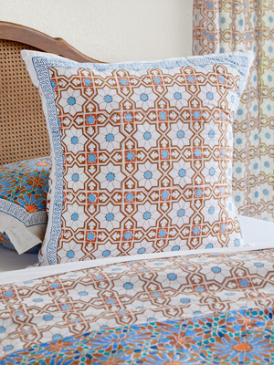 Mosaique Bleue - Earth (CP) ~  Moroccan Tile Print Euro Sham