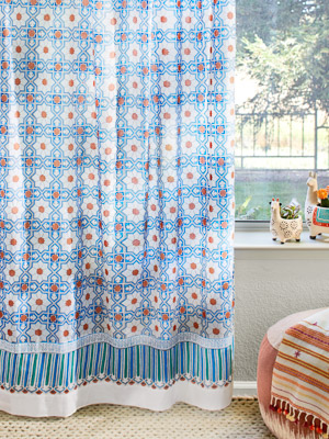 Mosaique Bleue - Sky (CP) ~ Moroccan Print Boho Curtain Panel