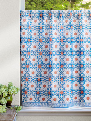 Mosaique Bleue - Sky (CP) ~ Moroccan Tile Boho Kitchen Curtain