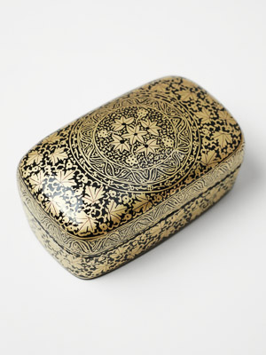 Midnight Chinar ~ Hand Painted Paper Mache Jewelry Box