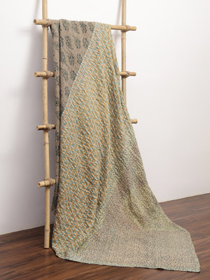 Melania Saavedra ~ Vintage Kantha Quilt Sari Bedspread
