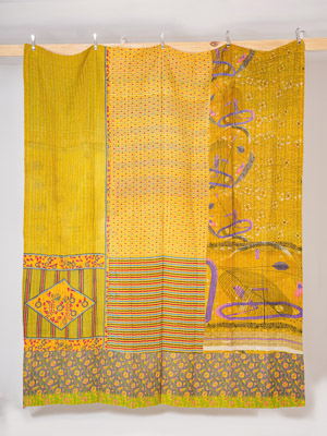Golden Meadow King Kantha Quilt