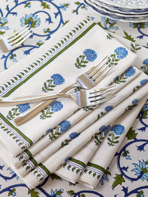 Moonlit Taj ~ White Floral Dinner Table Napkins