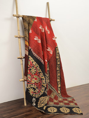 Nikita Jangid ~ Vintage Kantha Quilt Sari Bedspread