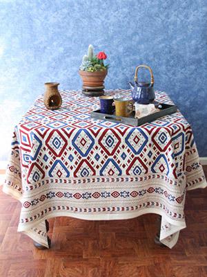 Navajo Rhythms ~ Red White and Blue Cotton Western Tablecloth