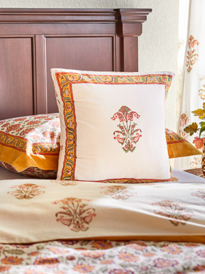 Orange Blossom (CP)~ Persian Mediterranean Floral Cushion Cover