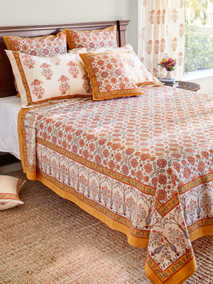 Orange Blossom ~ Persian Mediterranean Floral Bedspread