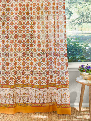 Orange Blossom ~ Persian Mediterranean Floral Curtain Panel