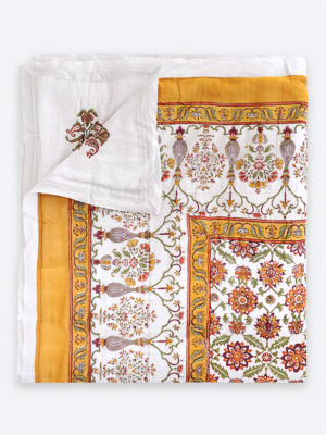 Orange Blossom ~ Jaipuri Razai Quilt