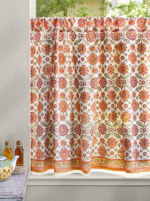 Orange Blossom ~ Persian Mediterranean Floral Kitchen Curtain