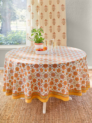 Orange Blossom ~ Persian Mediterranean Floral Round Tablecloth