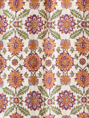 Orange Blossom ~ Orange Cream Fabric With Vintage Floral Print