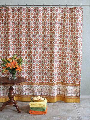 Orange Blossom ~ Persian Mediterranean Floral Shower Curtain