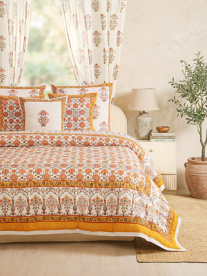Orange Blossom ~ Jaipuri Razai Quilt