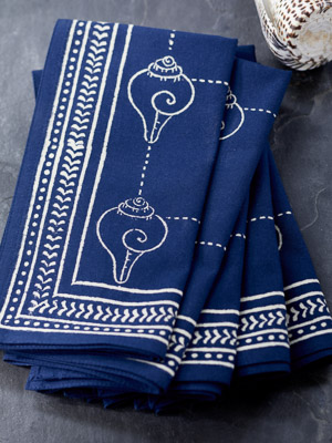Pacific Blue ~ Rustic Navy Blue Ocean Oriental Asian Napkins