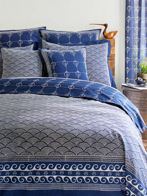 Pacific Blue ~ Nautical Asian Indigo Blue Duvet Cover