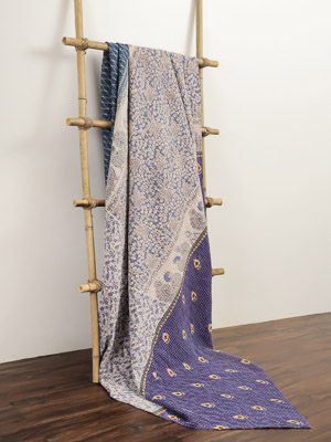 Pinki Sharma ~ Vintage Kantha Quilt Sari Bedspread