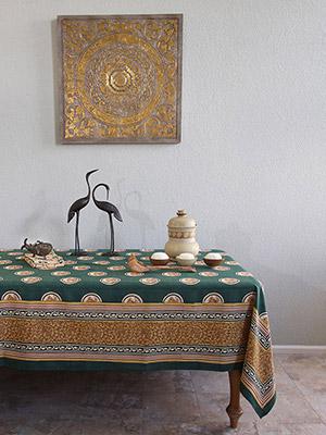 Pool Of Tranquility ~ Floral Lotus Green Tablecloth