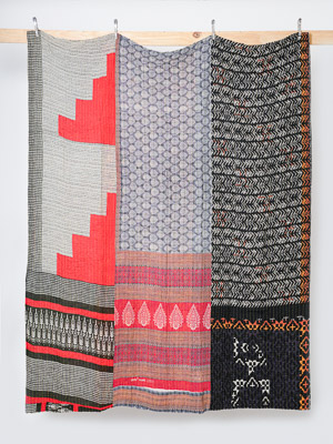 Onyx Horizon Courtyard Queen Kantha Quilt