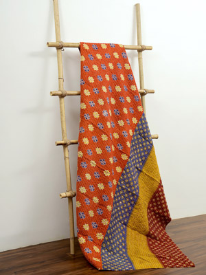 Puspa Meena ~ Vintage Kantha Quilt Sari Throw