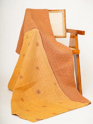 Rajani Jangid ~ Vintage Kantha Quilt Sari Throw