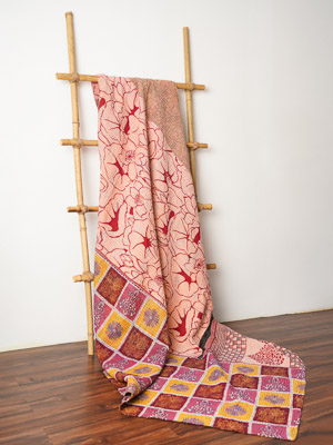 Rajani Jangid ~ Vintage Kantha Quilt Sari Bedspread