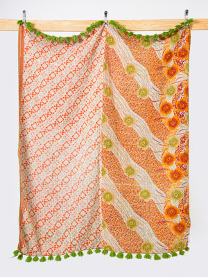 Marigold Sunlight Throw Kantha Quilt