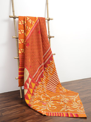 Reena Jangid ~ Vintage Kantha Quilt Sari Bedspread