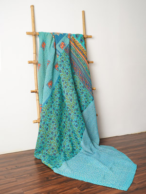 Reena Jangid ~ Vintage Kantha Quilt Sari Bedspread