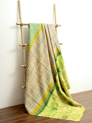 Rekha Meena ~ Vintage Kantha Quilt Sari Bedspread