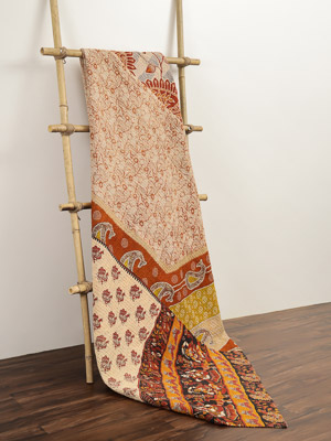 Renu Jangid ~ Vintage Kantha Quilt Sari Bedspread