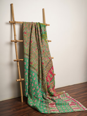 Renu Jangid ~ Vintage Kantha Quilt Sari Bedspread