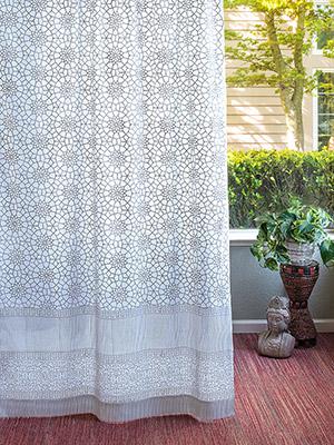Royal Mansour Quartz ~ Moroccan Geometric Gray Trellis Curtain