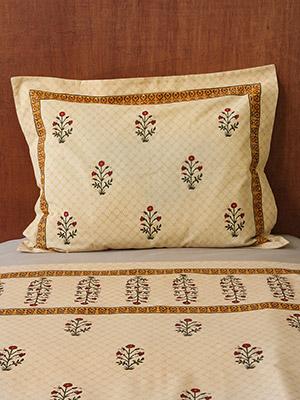 Red Poppy ~ Indian Floral Luxury  Pillow Sham Flanged