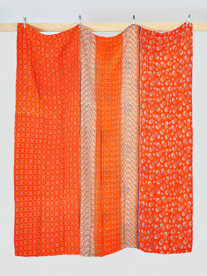 Ember Orange Paisley Queen Kantha Quilt