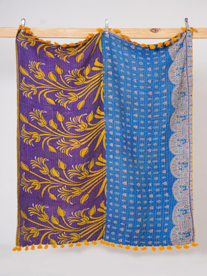 Royal Garden Harmony Kantha Throw Quilt
