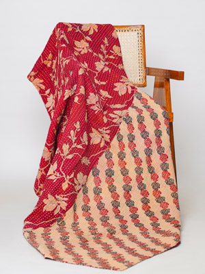 Santosh Meena ~ Vintage Kantha Quilt Sari Throw