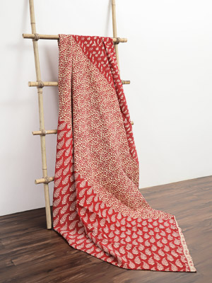 Santosh Yadav ~ Vintage Kantha Quilt Sari Bedspread