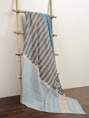 Saroj Prajapat ~ Vintage Kantha Quilt Sari Bedspread
