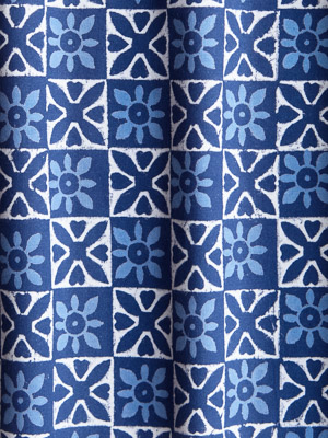 Starry Nights ~ Blue and White Batik Fabric With Star Boho Print